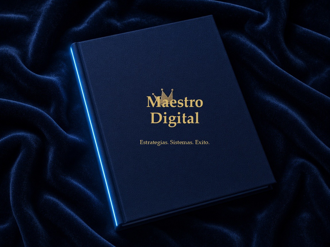 Libro Maestro Digital sobre terciopelo azul oscuro